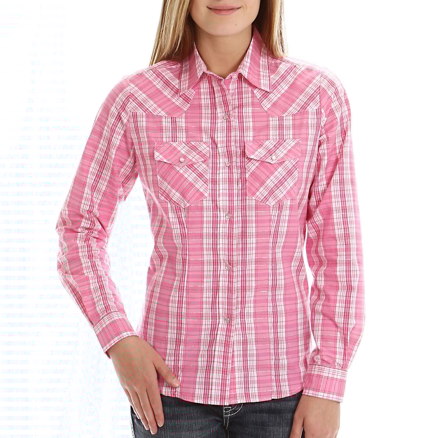 LifeStyle Pink and White Plaid Shirts
