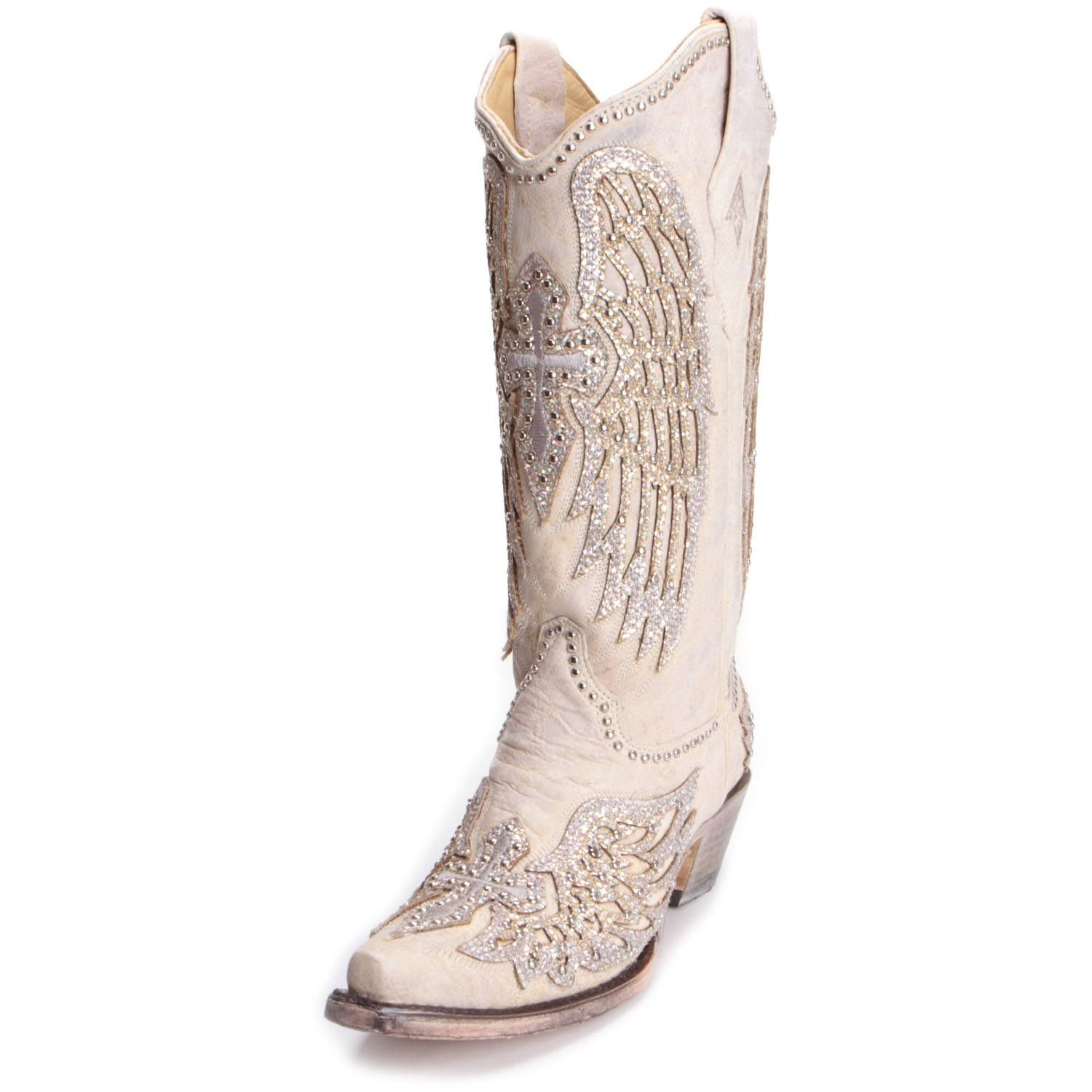 Corral heart angel wing cowgirl boots square toe sales