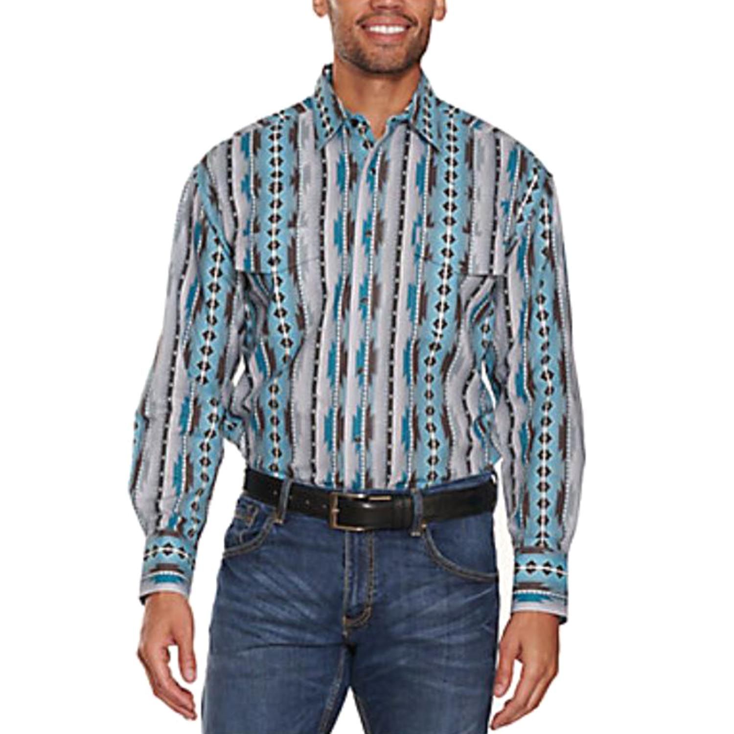 Wrangler Mens Teal Checotah Western Snap Shirt Wrangler Mens Teal Checotah Western Snap Shirt