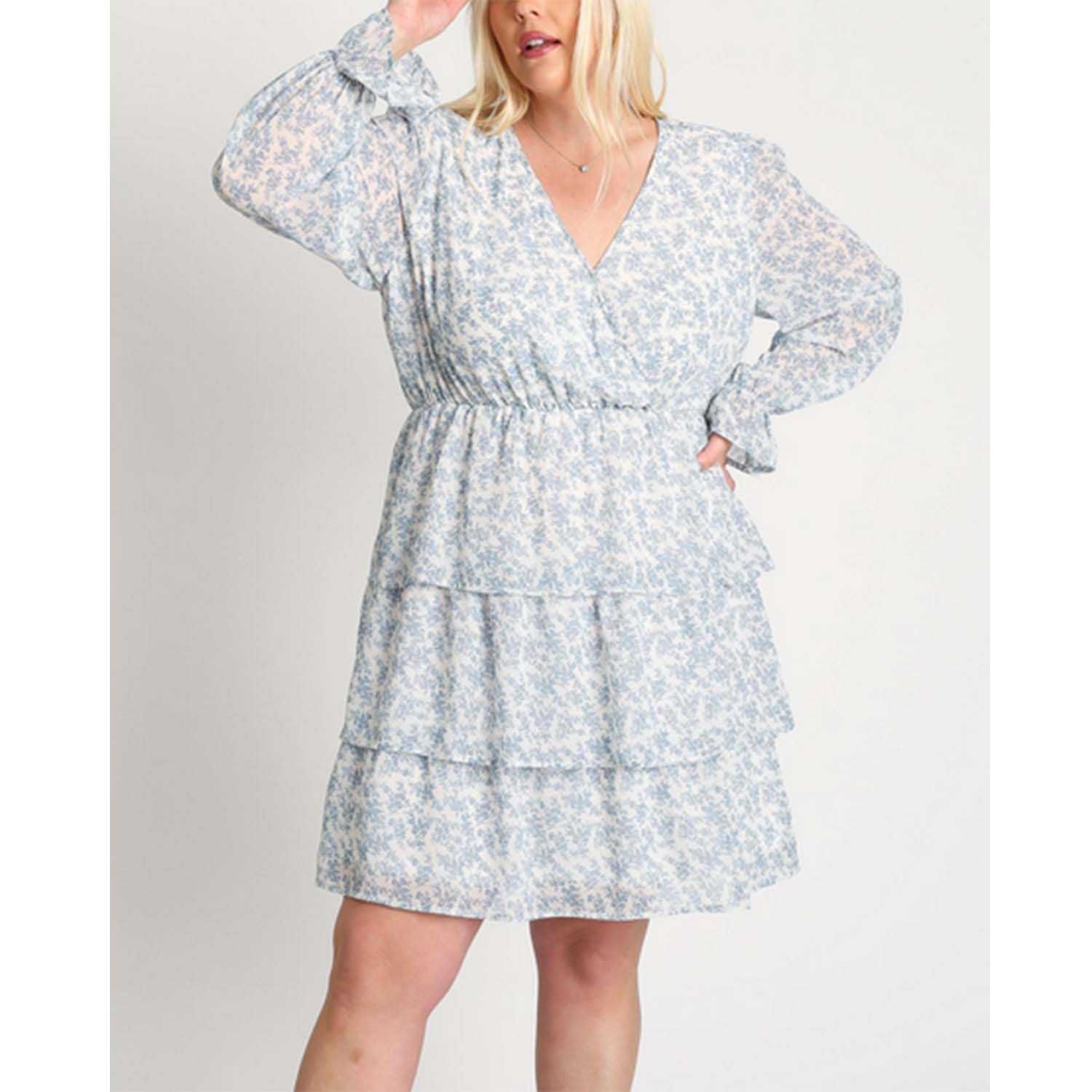 Western Womens Plus Size Long Sleeve Flowy Floral Dress