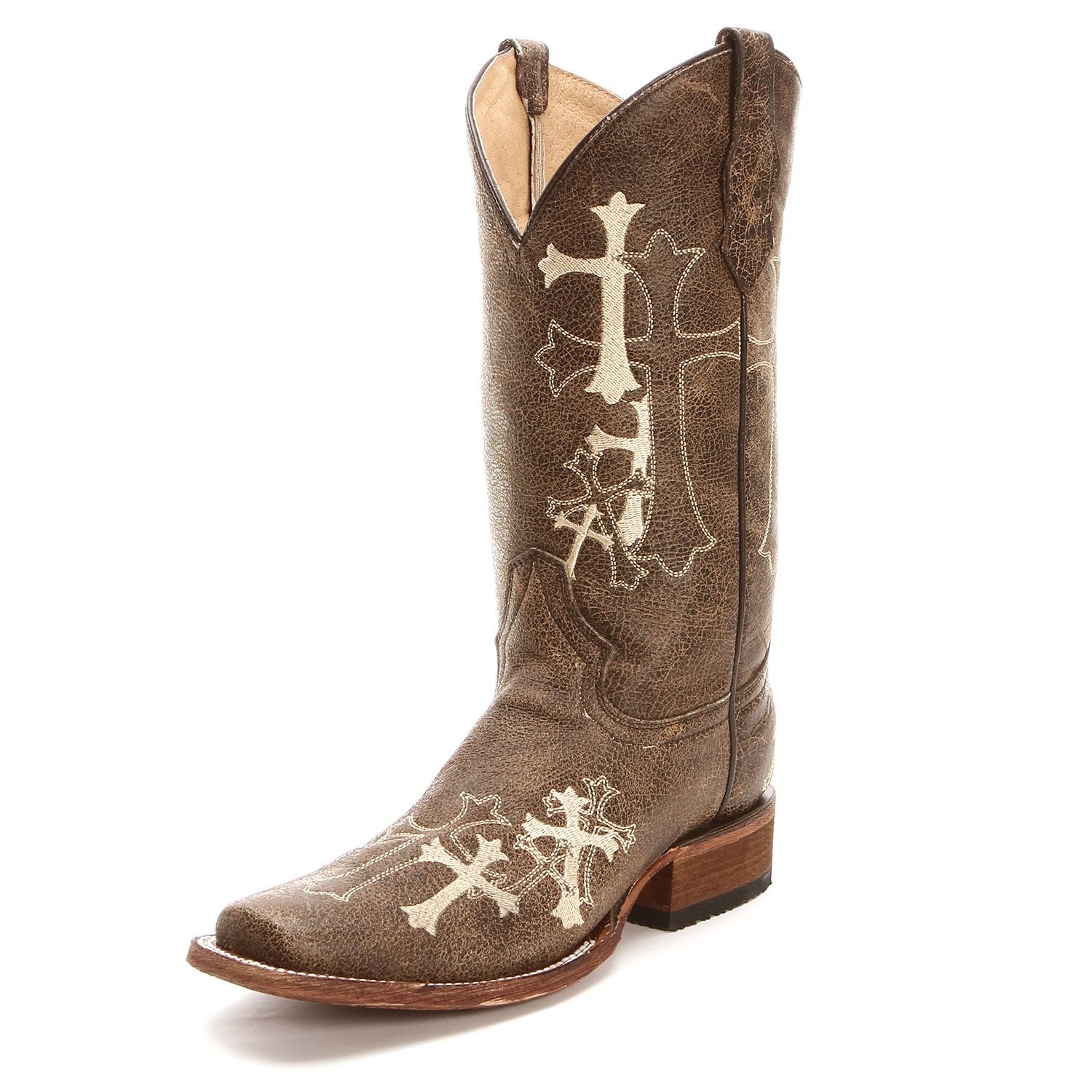 brown embroidered boots