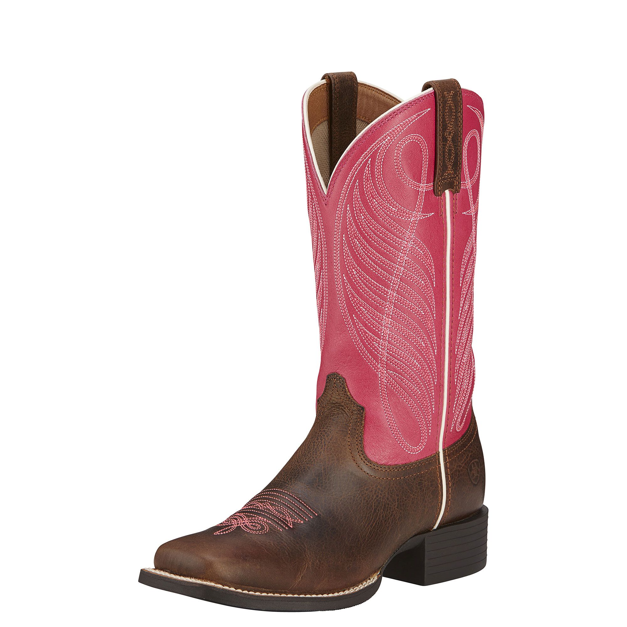 ARIAT Damen Western-Boots Round Up Wide Square Toe Cowboystiefel pink/rosa snake 