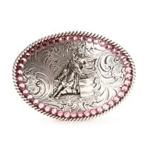 Nocona Pink Rhinestone Barrel Racer Buckles