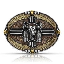 Montana Silversmiths Attitude Feather Buffalo Skull Buckle