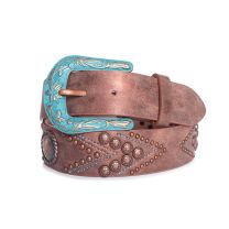 Angel Ranch Womens Brushed Turquoise Aztec Western Belt