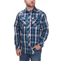 Western Mens Long Sleeve Pearl Snap Shirt Blue