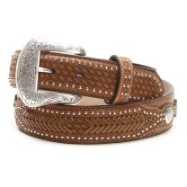Nocona Brown Ostrich Print Leather Belts