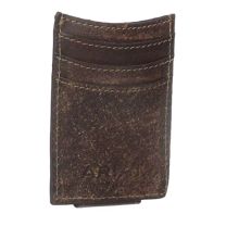 Ariat Mens Embossed Leather Money Clip Wallet