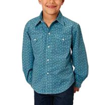 Roper Children Boys Blue Southwest Snap Shirt