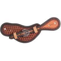 Professionals Choice Mens Chestnut/Black Basket Weave Spur Straps