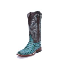 Tanner Mark Womens Turquoise Caiman Print Cowboy Boots