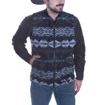 Cowboy Legend Mens Blue Aztec Wool Vest