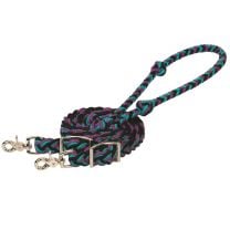 EcoLuxe Bamboo Flat Barrel Reins (Black/Turquoise/Purple)