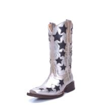 Corral Youth Girls Silver and Stars Cowboy Boots