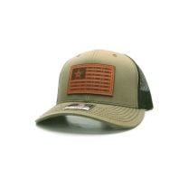 Cinch Leather Flag Olive Green Mesh Trucker Cap