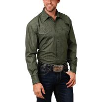 Roper Mens Olive Green Long Sleeve Snap Shirt