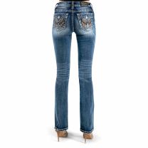 Miss Me Womens Colorful Wing Stitch Boot Cut Jeans