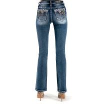 Miss Me Womens Leopard Cactus Boot Cut Jeans