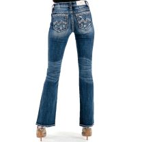 Miss Me Womens Mountain Stitch Slim Boot Cut Jeans