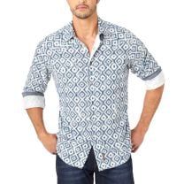 Wrangler Mens Retro Premium Navy Aztec Snap Shirt