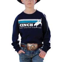 Cinch Boys Bucking Bull Navy Long Sleeve T Shirt