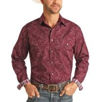 Panhandle Slim Rough Stock Burgundy Paisley Snap Shirt