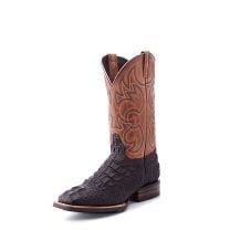 Cavenders Mens Chocolate Hornback Alligator Print Wide Square Toe Western Boot