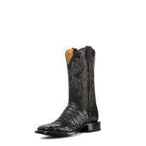 Cavenders by Old Gringo Mens Black Caiman Tail Wide Square Toe Exotic Western Boot