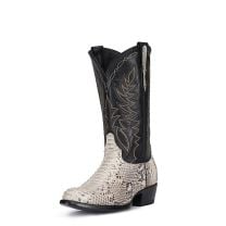 Cavenders Mens Black and Lamesa Natural Python R Toe Exotic Western Boots