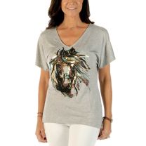 Liberty Wear Womens Golden Horse V Neck Shirt