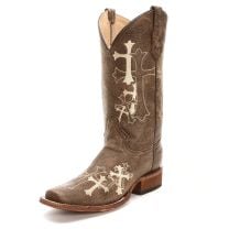 Circle G Womens Embroidered Cross Square Toe Cowboy Boots Brown