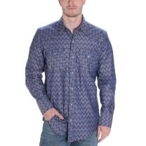 BootDaddy with Reatta Mens Check Print Snap Shirt Blue