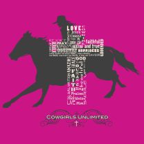 Cowgirl Unlimited Womens Riding Cowgirl Cross T Shirt Pink
