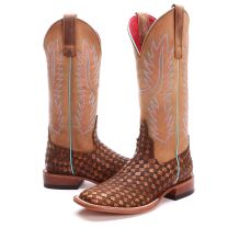 Macie Bean Womens Unbeweavable Square Toe Cowboy Boots Toast