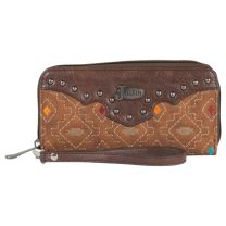 Justin Womens Studded Aztec Embroidered Wallet