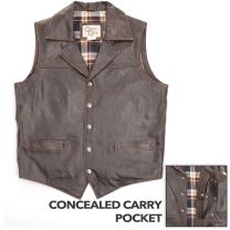Cripple Creek Mens Concealed Carry Leather Vests Antique Chocolate
