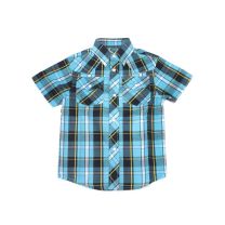 Children Boys Western Blue Plaid Snap Shirt