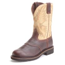 Justin Mens Stampede Waxy Brown Work Boots