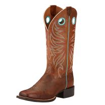 Ariat Womens Round Up Ryder Wide Square Toe Cowboy Boots Brown