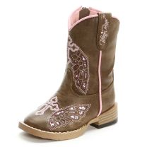 Blazin Roxx Toddler Wing Inlay Square Toe Tan Cowgirl Boots Pink