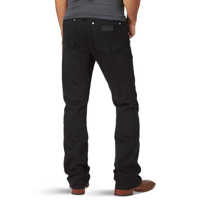 Wrangler Retro Premium Mens Black Slim Boot Cut Jeans
