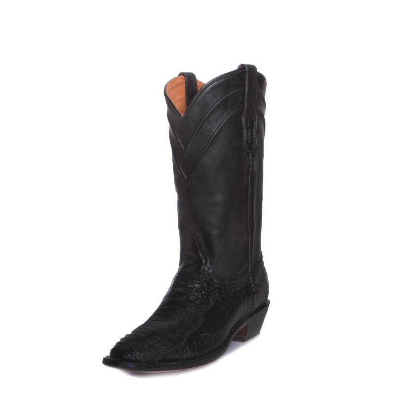 El General Men's Exotic Ostrich Leg Cowboy Boots - Brown 45068