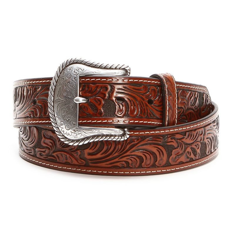 Nocona Men's Floral Beaded Tooled Belt