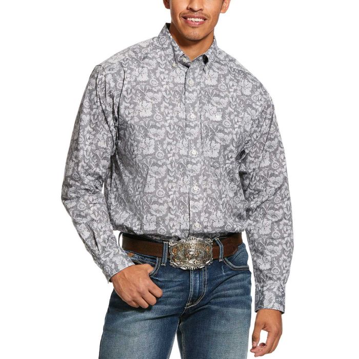 Ariat Mens Long Sleeve Gray Floral Button Down Shirt Ariat Mens Long Sleeve Gray Floral Button Down Shirt