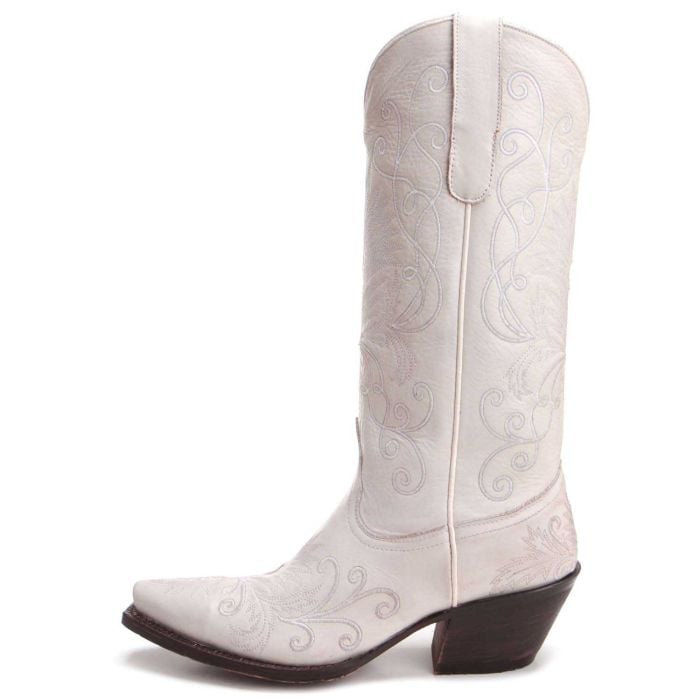 Tony Lama Womens Embroidered Ivory Wedding Boots VF3051