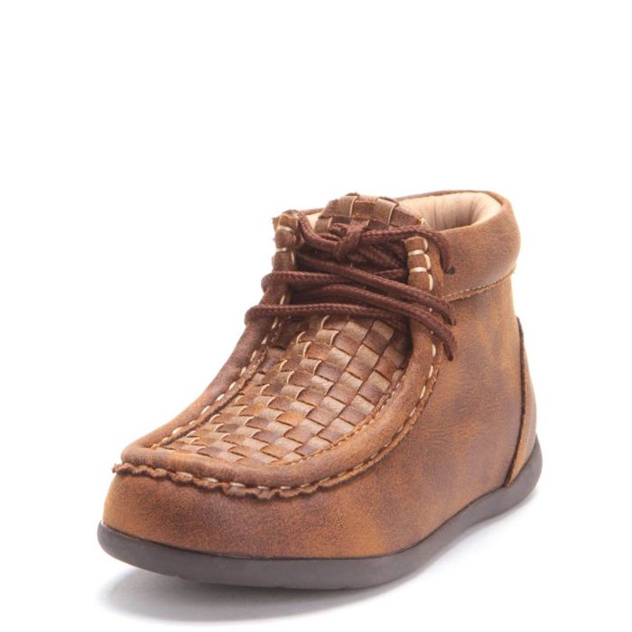 Double Barrel Children Boys Carson Checker Weave Shoes Brown