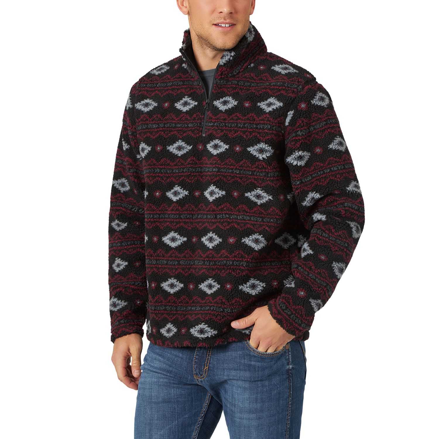Wrangler Mens Aztec Sherapa Pullover Jacket