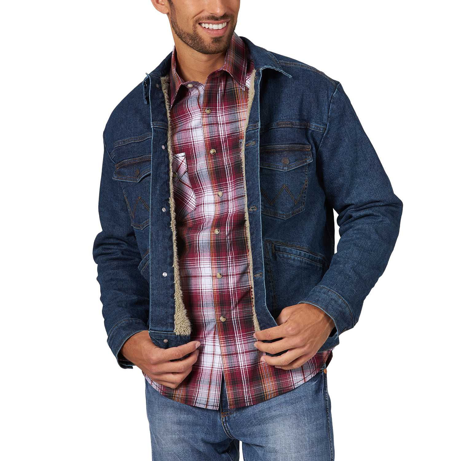 Wrangler Retro Premium Mens Sherpa Lined Denim Jacket Wrangler Retro Premium Mens Sherpa Lined Denim Jacket