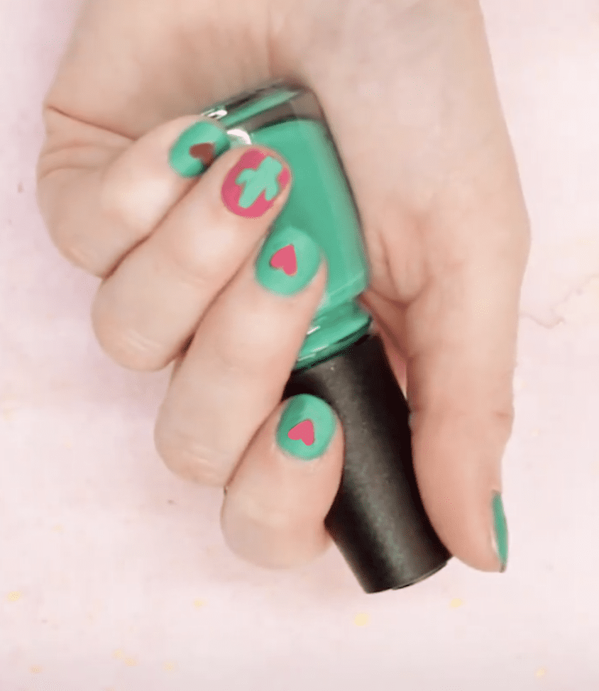 Valentine Cactus Nail Art Manicure