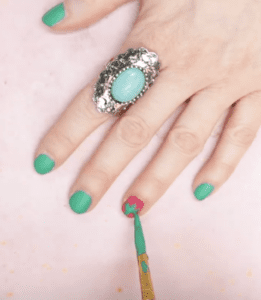 green cactus on pink nail